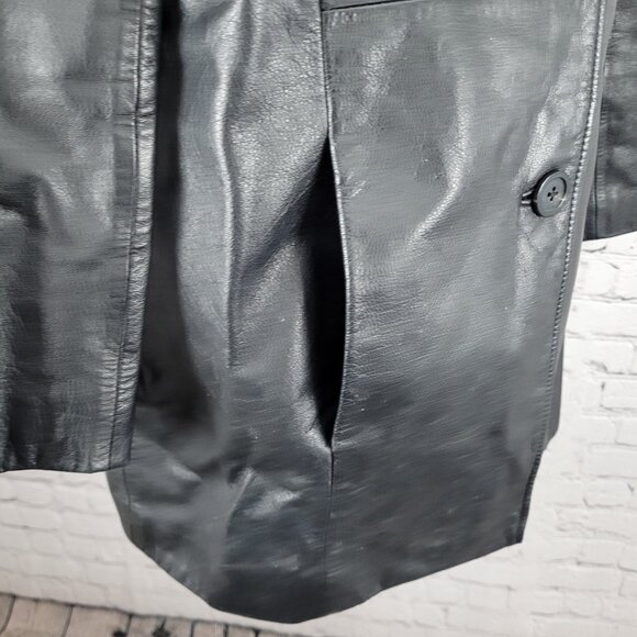 Preston & York Black Genuine Leather Buttoned Pockets Jacket Size Medium M - Picture 12 of 16